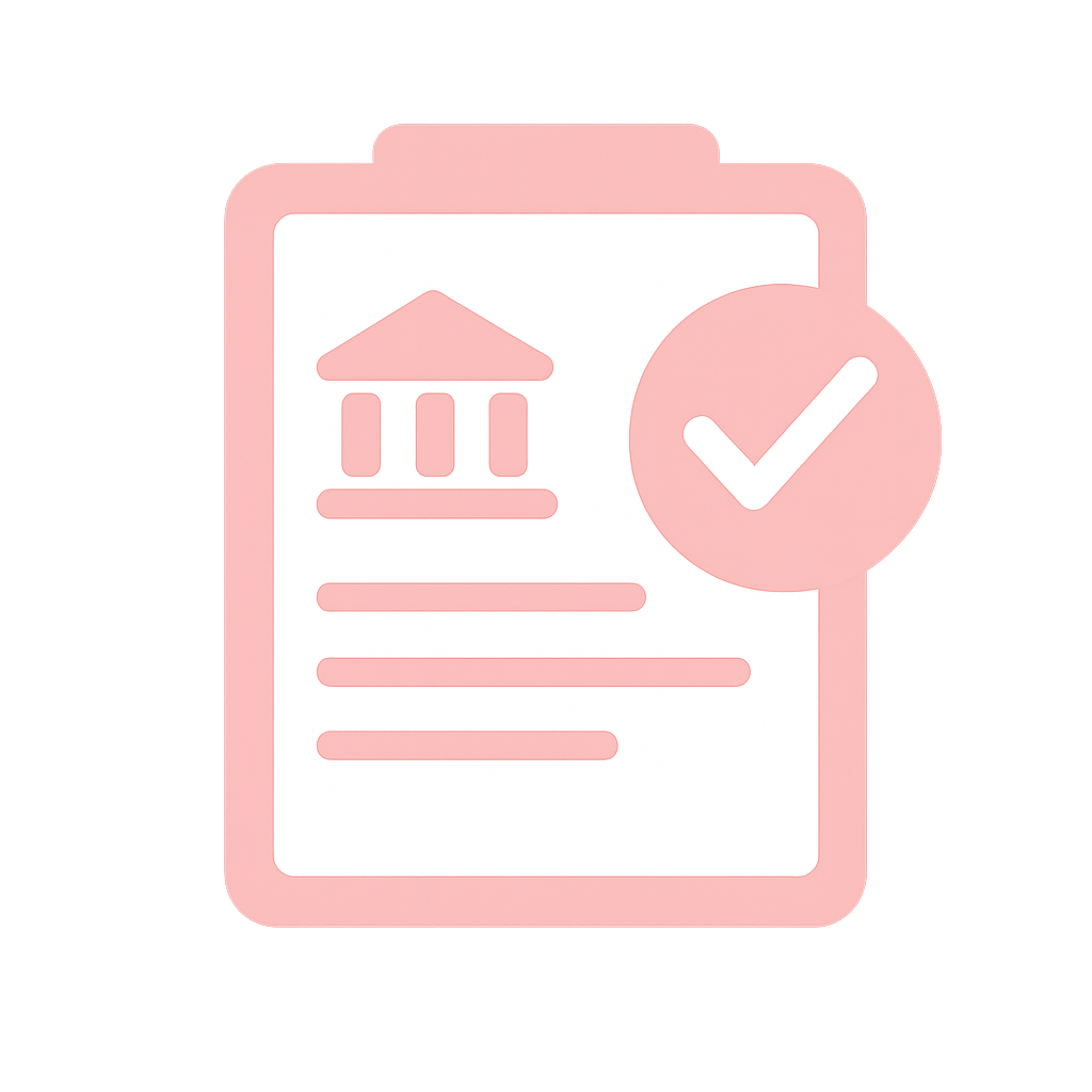 Icône représentant un document financier validé par une coche, symbolisant la vérification de la solvabilité d’un candidat